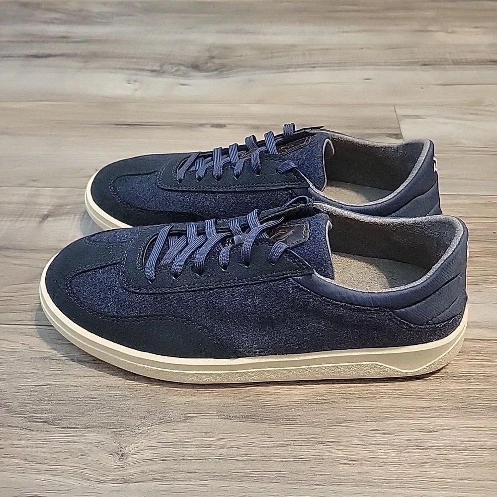 OluKai Puliki Vintage Indigo Suede Textile‎ Lace Up Casual Sneakers Men 8.5 NEW